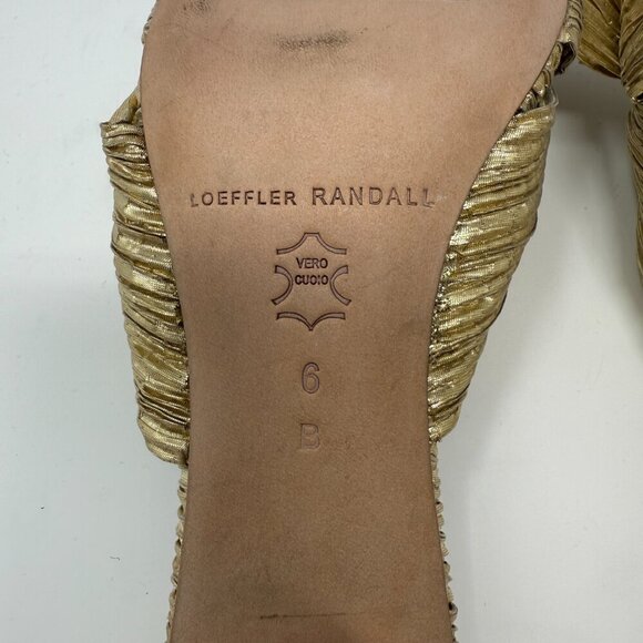 Loeffler Randall Emilia Knot Slide Sandal Women's 6 B Gold Kitten Heels Bow NWOB - Picture 10 of 11